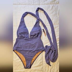 Purple Textured One-Piece Swimsuit